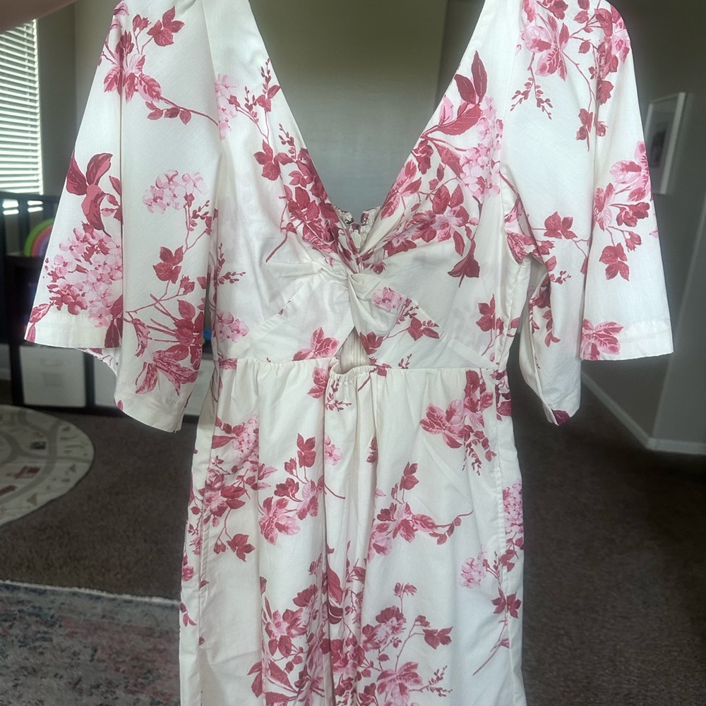 Abercrombie & Fitch White Mini Dress with Pink Floral Print - Picture 3 of 4